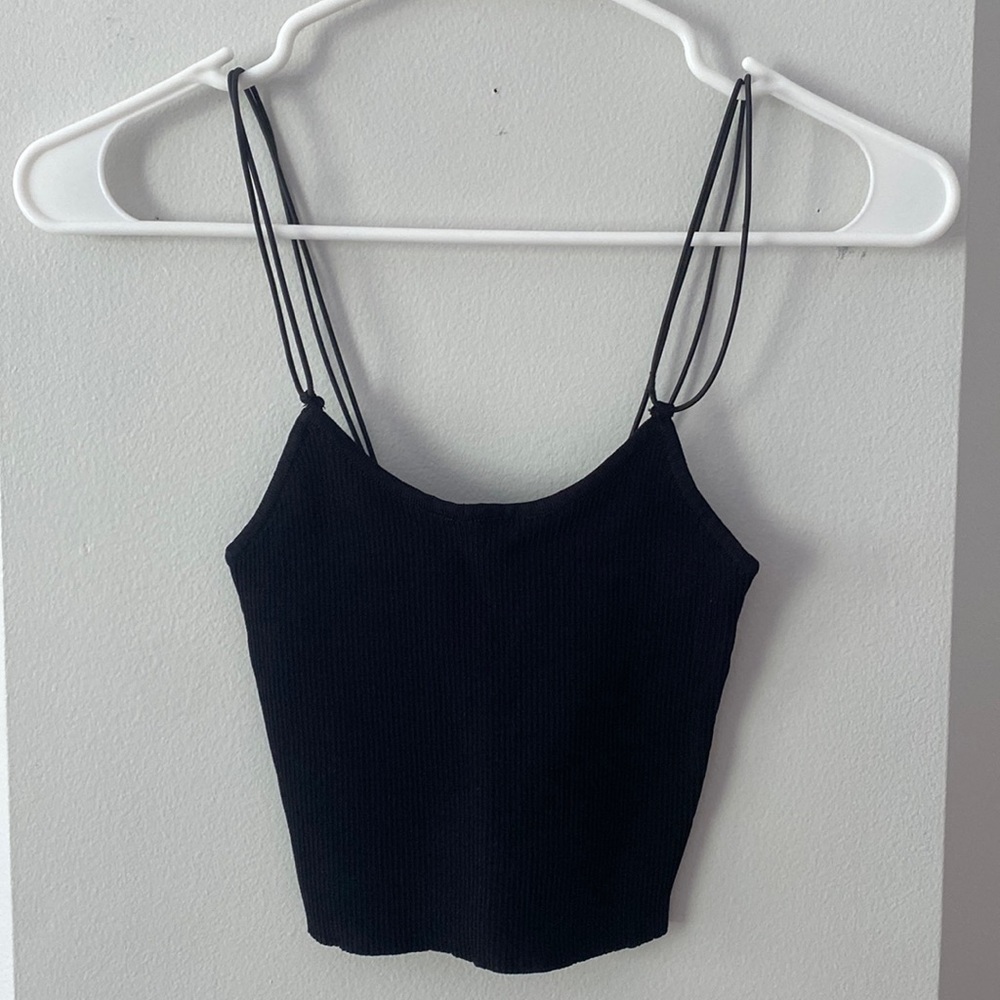 Black ribbed DNA crop top